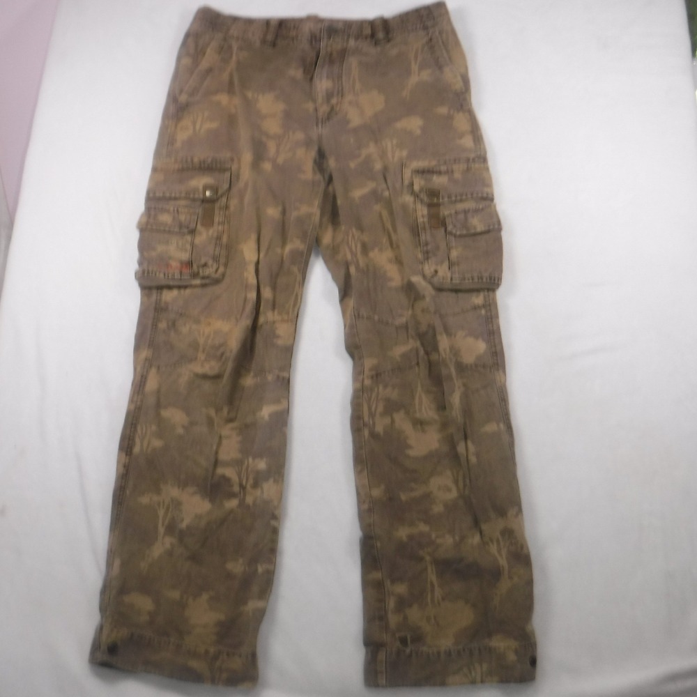 Eddie Bauer Military Cargo Pants Tree Forest Camo Trousers 34x32 Utility Grunge